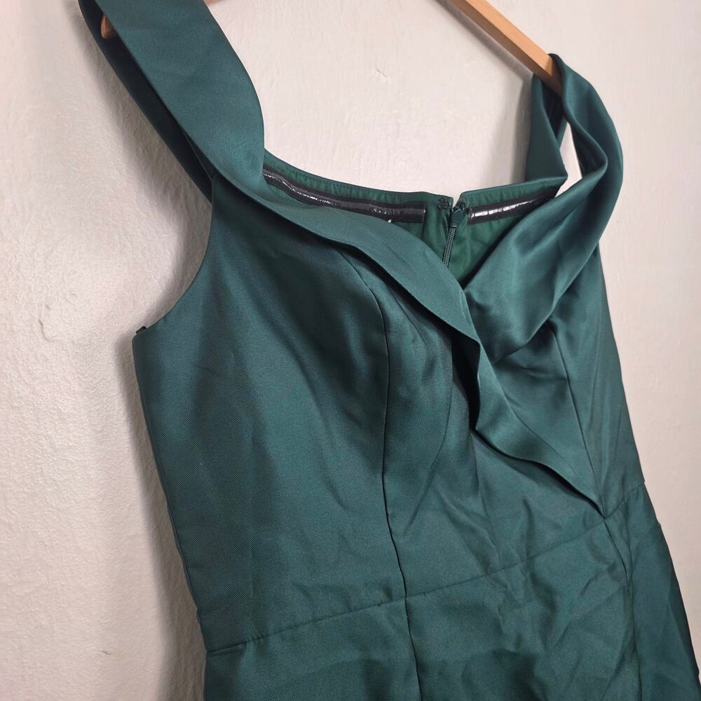 NWT Alfred Sung Off The Shoulder Trumpet Gown with Front Slit Hunter Green 14 - Picture 6 of 10